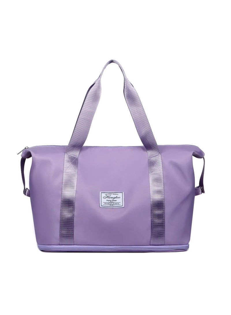 شنطة سفر كبيرة السعة وقابلة للطي بحجم محمول وخفيف الوزن من قماش اوكسفورد مقاوم للماء، شنطة لحمل امتعة السفر، قابلة للتوسيع للمبيت والرياضة وصالة الالعاب الرياضيات والاجازة - Image 1